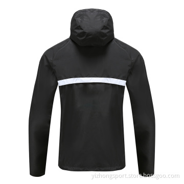 Mens Soccer Wear Zip Up Hoodies Black